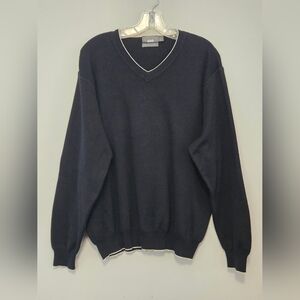 Talbots Mens Pima Cotton V-Neck Long Sleeve Black Sweater Size M